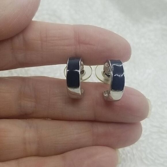 Hoop Earrings 3 Pairs Black Hoop Silver Gold Crystal Earrings - Picture 7 of 10